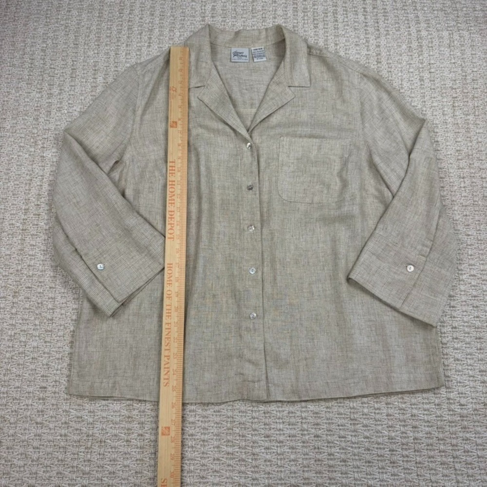 VTG Giorgio Fiorlini Women Blouse 14W Beige Minimalist Office Corp Layering - Picture 6 of 9